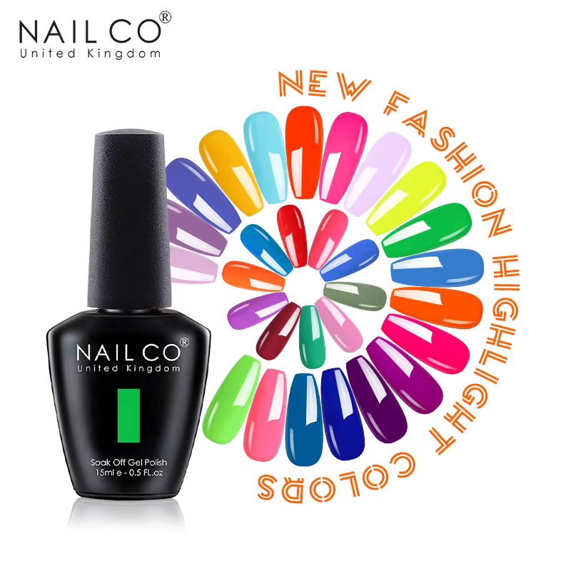 NAILCO 15ml Vernis à Ongles Gel Néon Fluorescent Semi-Permanent Soak-Off UV LED Hybride pour Manucure et Nail Art -