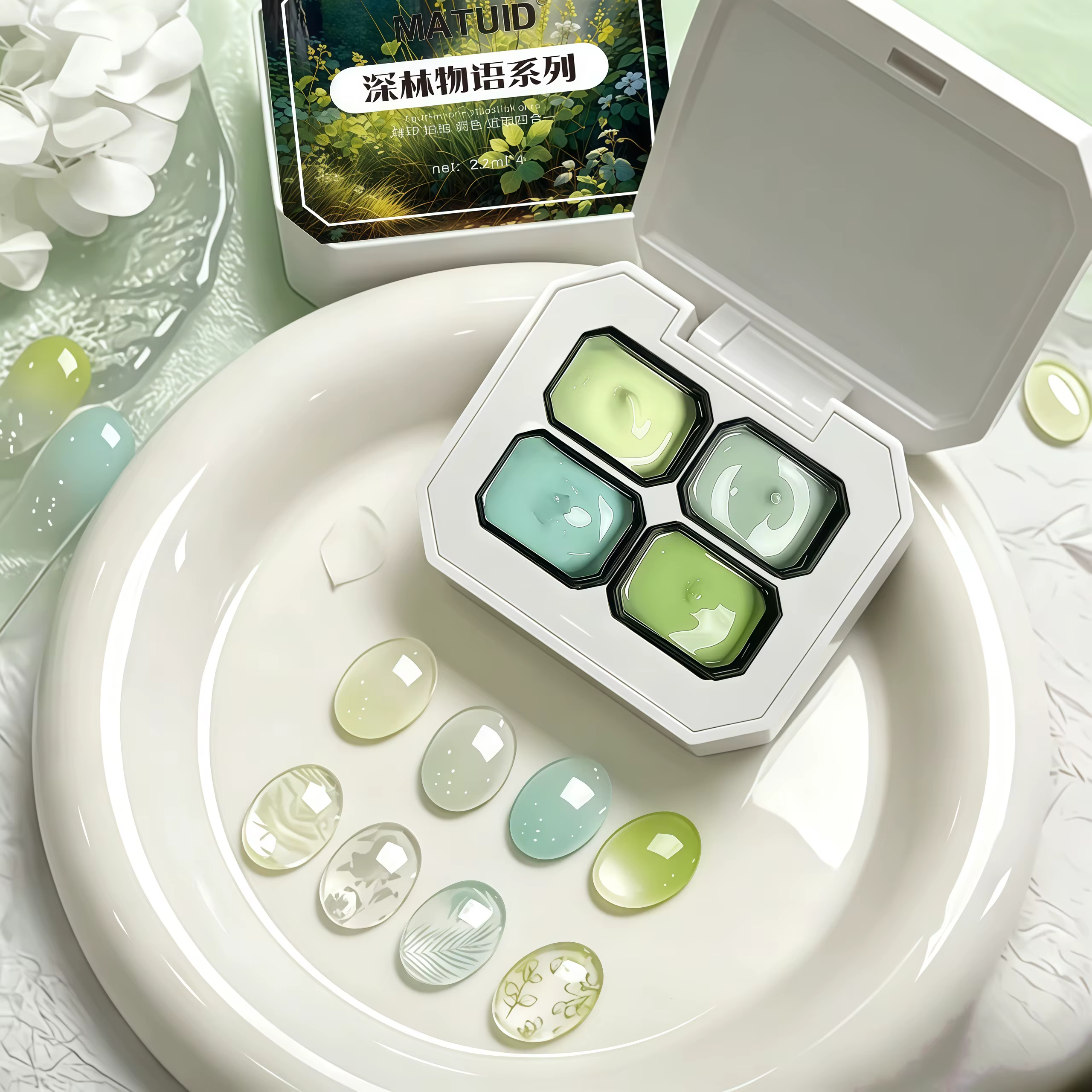 Gel de peinture pour ongles semi-permanent 4 couleurs dégradé vert