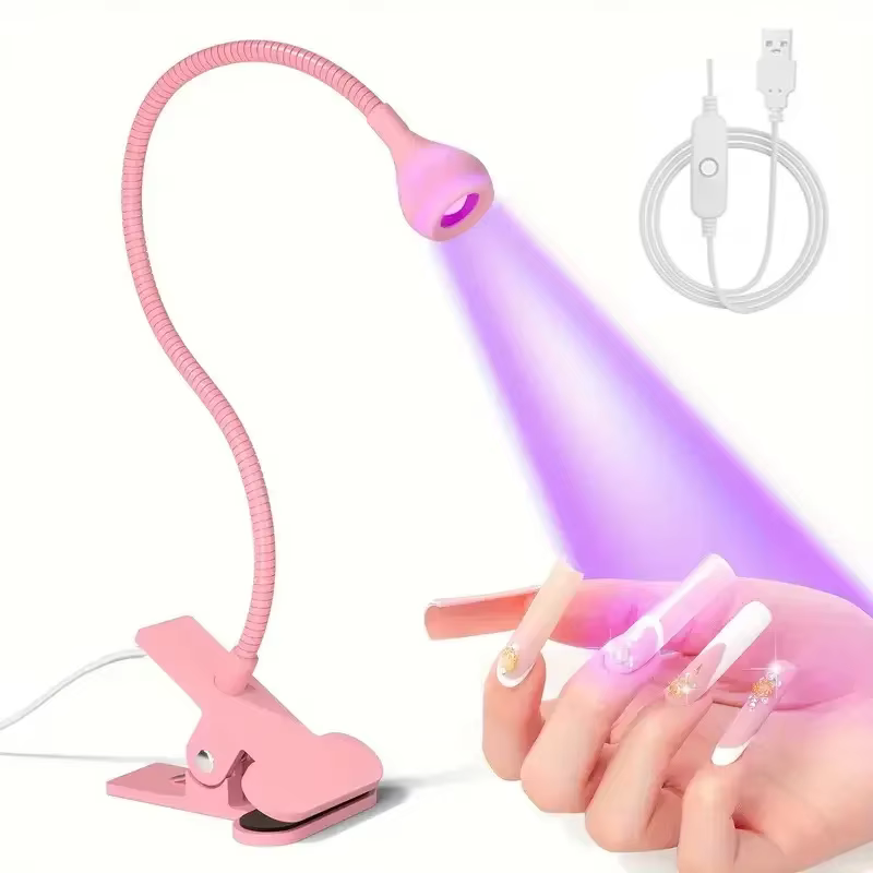 Sèche-ongles lumière UV lampe à ongles 395nm longueur d'onde Clip-on bureau Mini USB