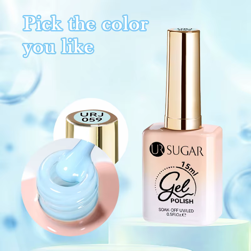 UR SUGAR 15ml verre bleu glace menthe gelée Gel vernis à ongles printemps été Semi Transparent Nail Art tremper LED UV Gel bricolage manucure