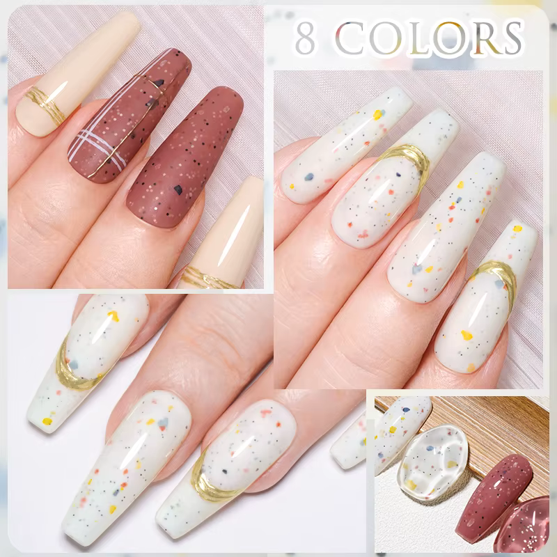 8pc flocon de neige couleur crème Gel vernis ensemble