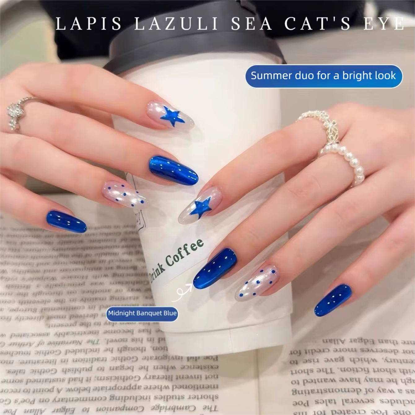 MIANEL 2026 Nouveau Vernis à Ongles Gel Effet Œil de Chat Perles de Verre Bleues