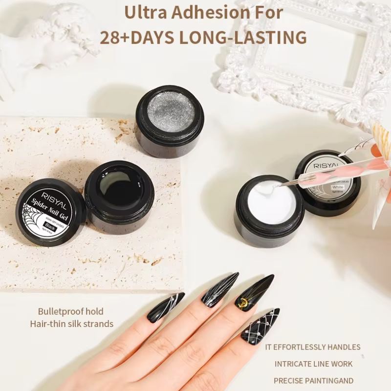 Gel de dessin d'ongles araignée créatif