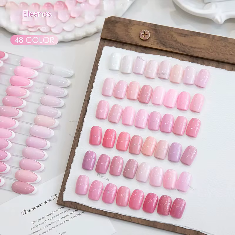 Kit de 48 vernis gel rose nude haute saturation pastel avec nuancier
