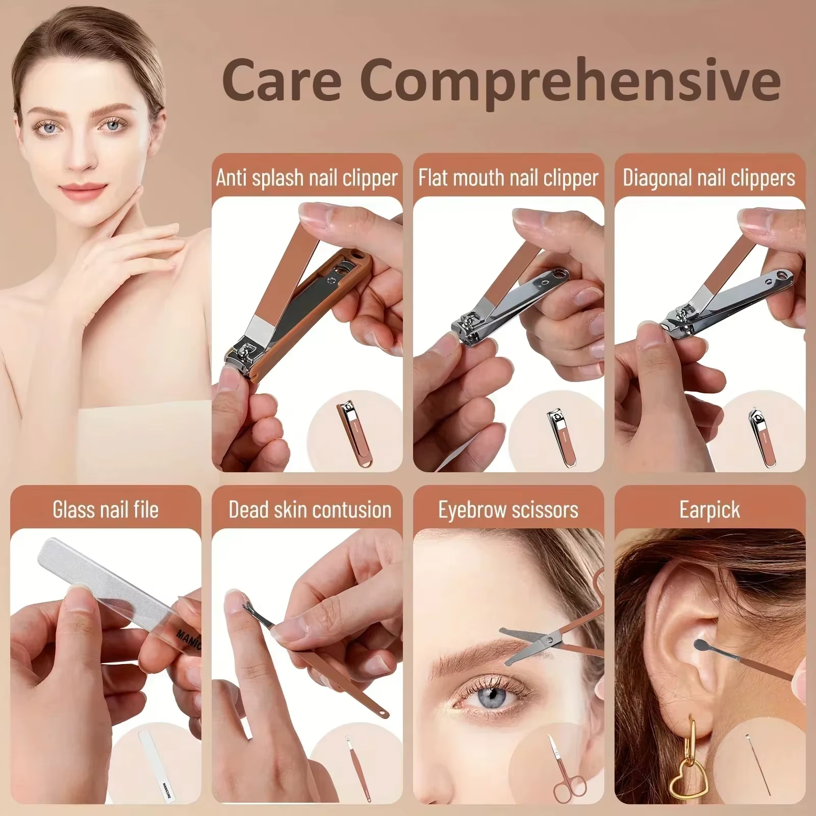 Kit de manucure complet 7 pièces avec coupe-ongles