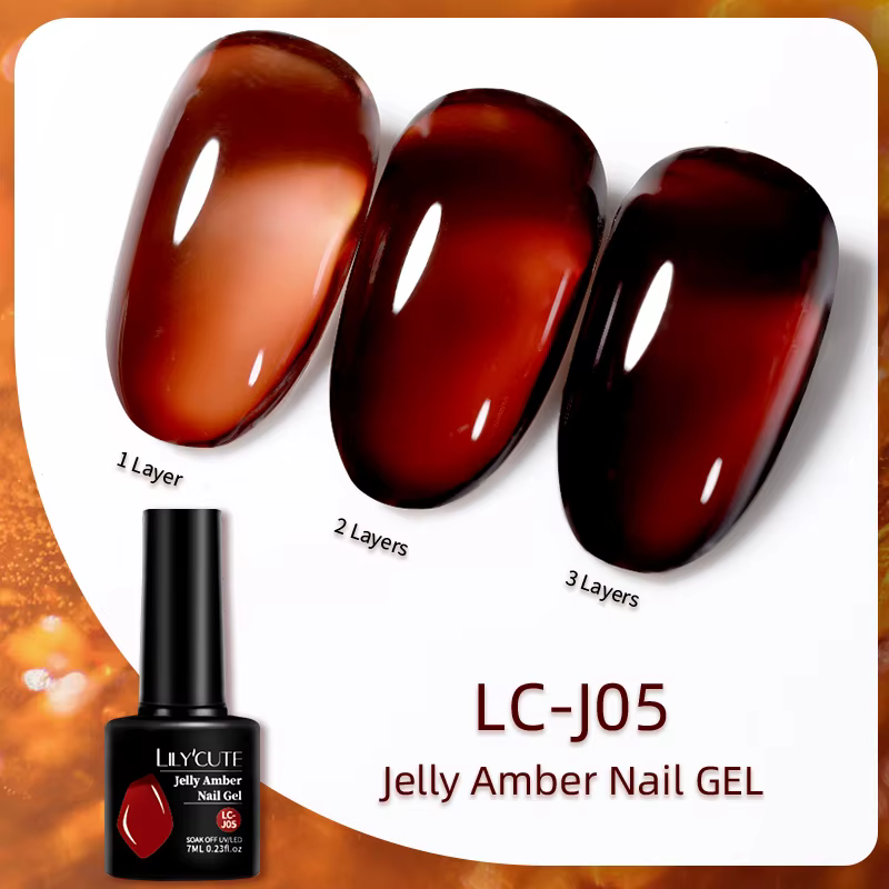 LILYCUTE 7ML gelée ambre Gel vernis à ongles marron cristal translucide couleur terne Nail Art Gel Semi Permanent UV Gel