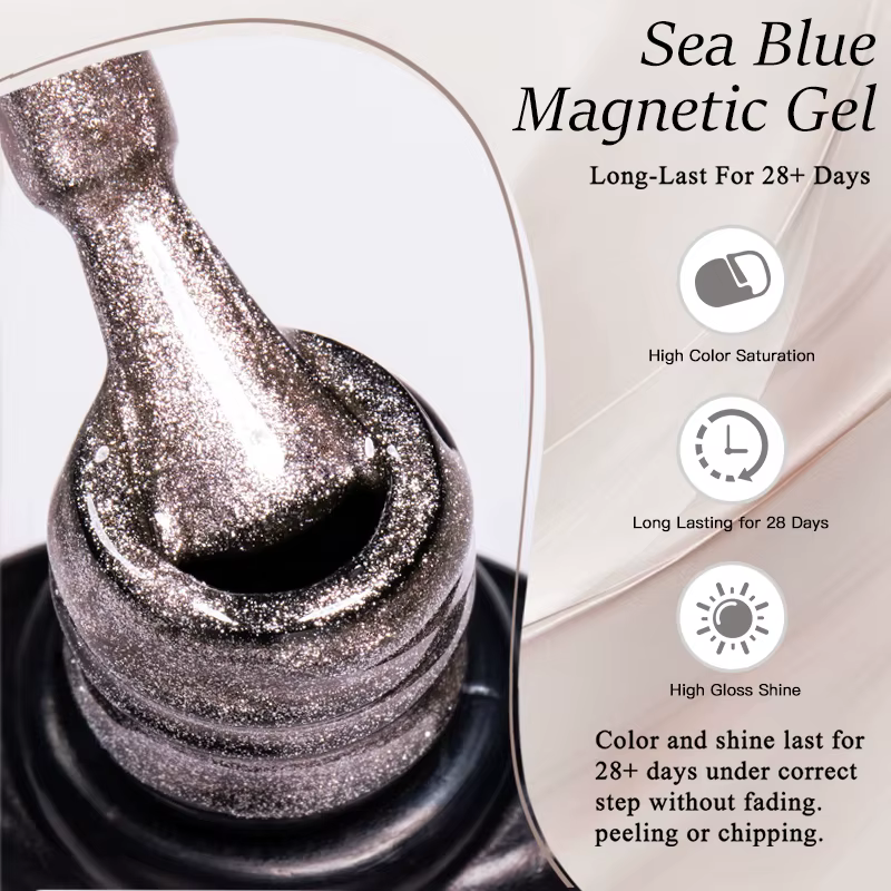 Vernis à ongles magnétique en gel UV holographique 7ml Moonlight Nude Pink Crystal Cat