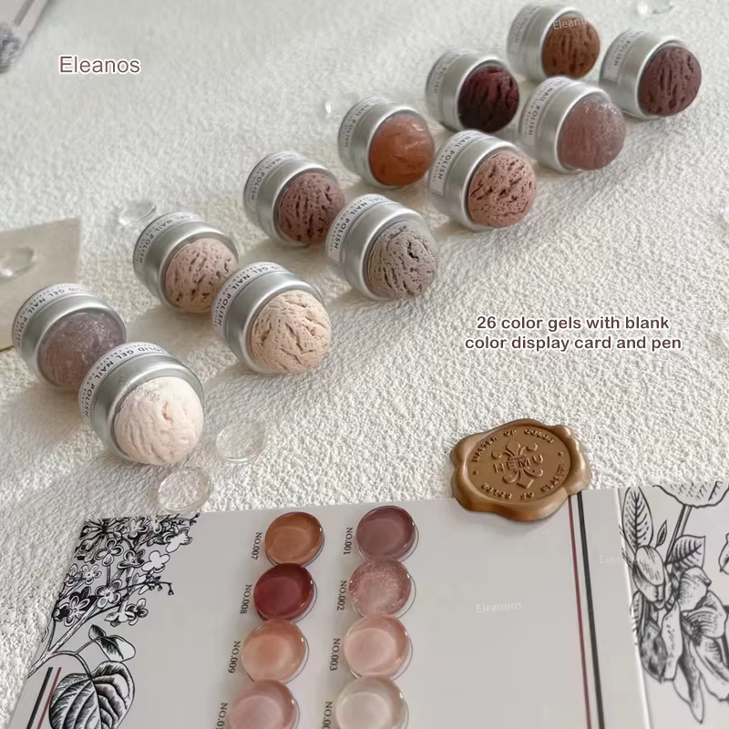 Eleanos Straberry rose marron 26 pièces Gel crème solide vernis Gel de peinture professionnelle avec nuancier pour Nail