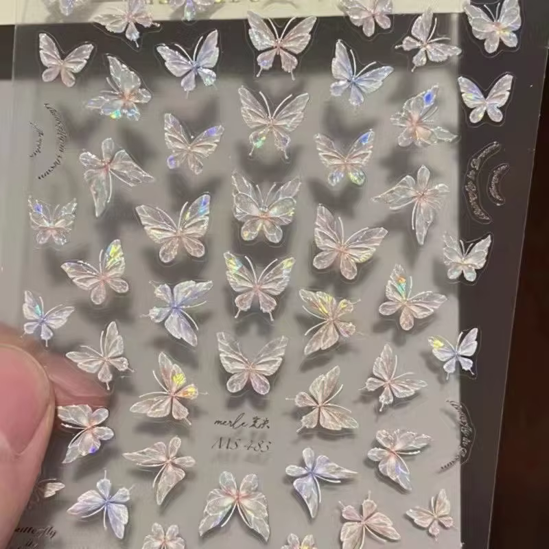Autocollants pour ongles en forme de papillon en relief