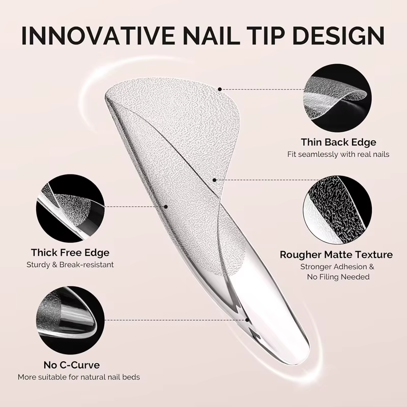 Pointes d'ongles en forme d'amande de taille moyenne - 120 pièces