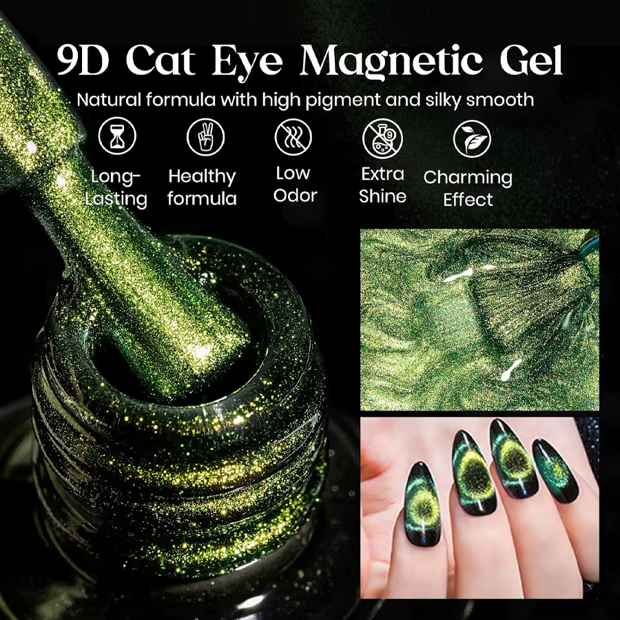 Vernis à ongles Gel œil de chat vert 10ML vernis Gel à tremper cristal galaxie Gel oeil de chat adapté aux Salons de manucure Nail Art