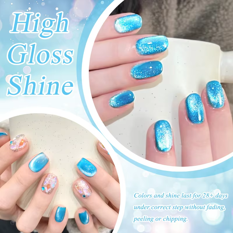 Vernis à ongles Gel magnétique chat bleu