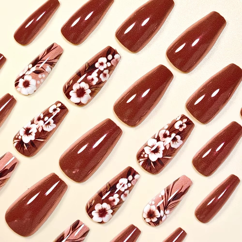 Faux ongles mi-longs pour femmes et filles