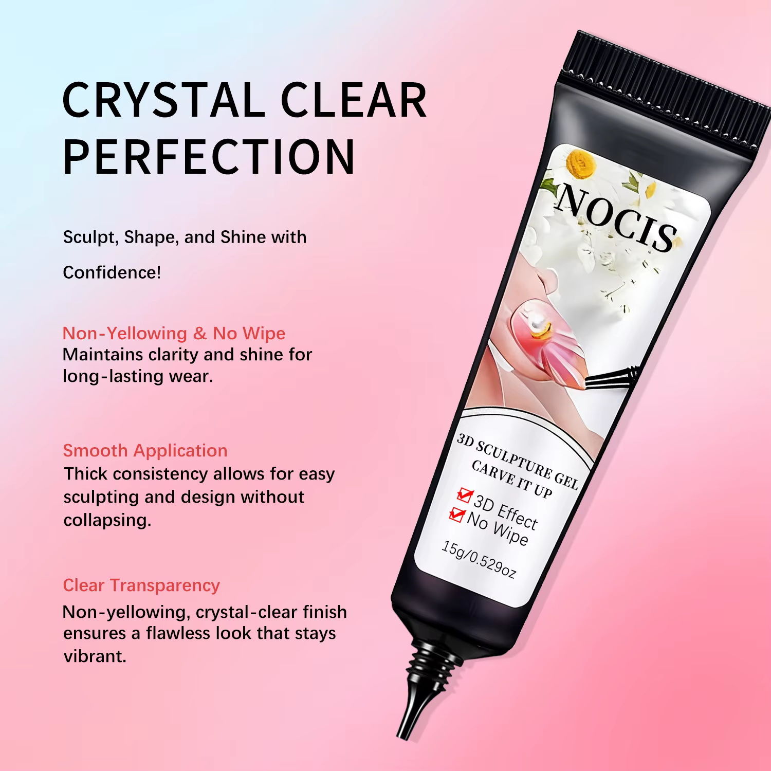 Gel à ongles 3D NOCIS, 15g 30g Gel transparent pour sculpter