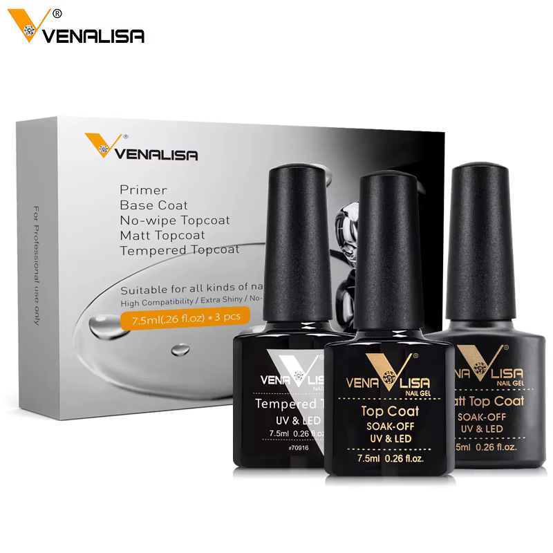 Venalisa Kit de vernis à ongles Gel fonctionnel sans acide couche de Base d'apprêt tremper UV LED longue tenue sans