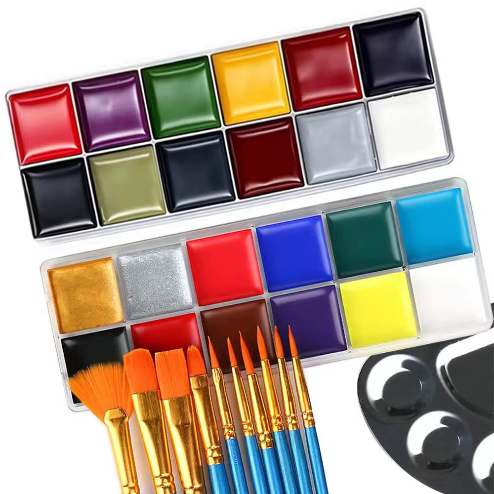 Palette de pigments professionnels pour maquillage de visage et de corps, 12 couleurs, peinture à l'huile, maquillage de fête