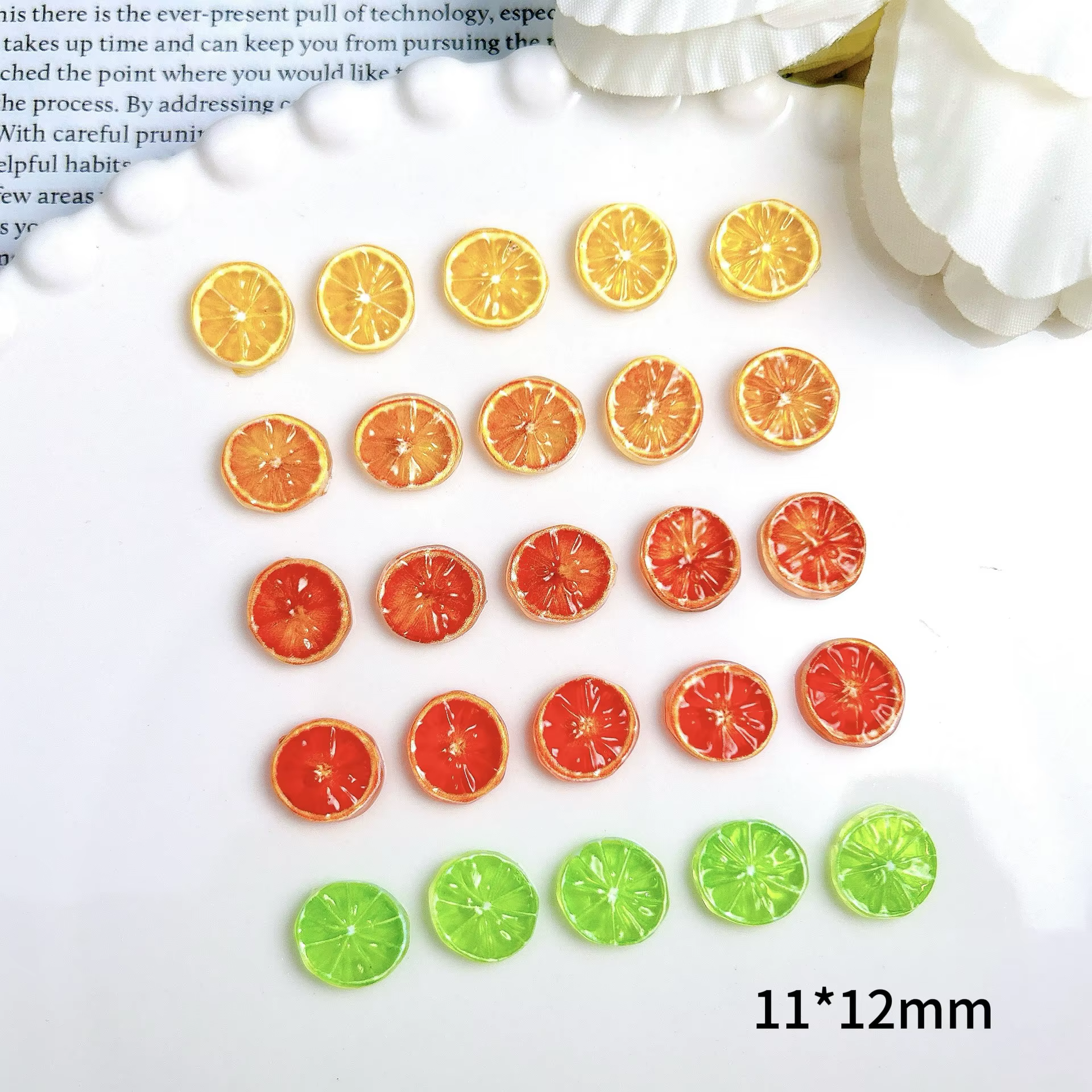 Pièces de breloques pour ongles en résine de citron