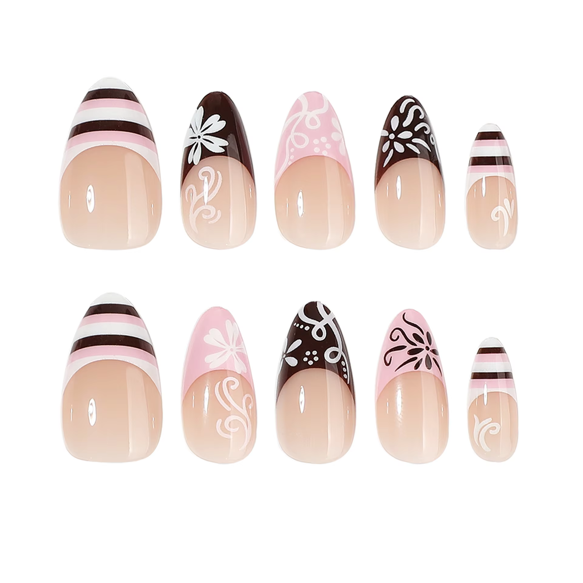 Pointes d'ongles rayées de style français