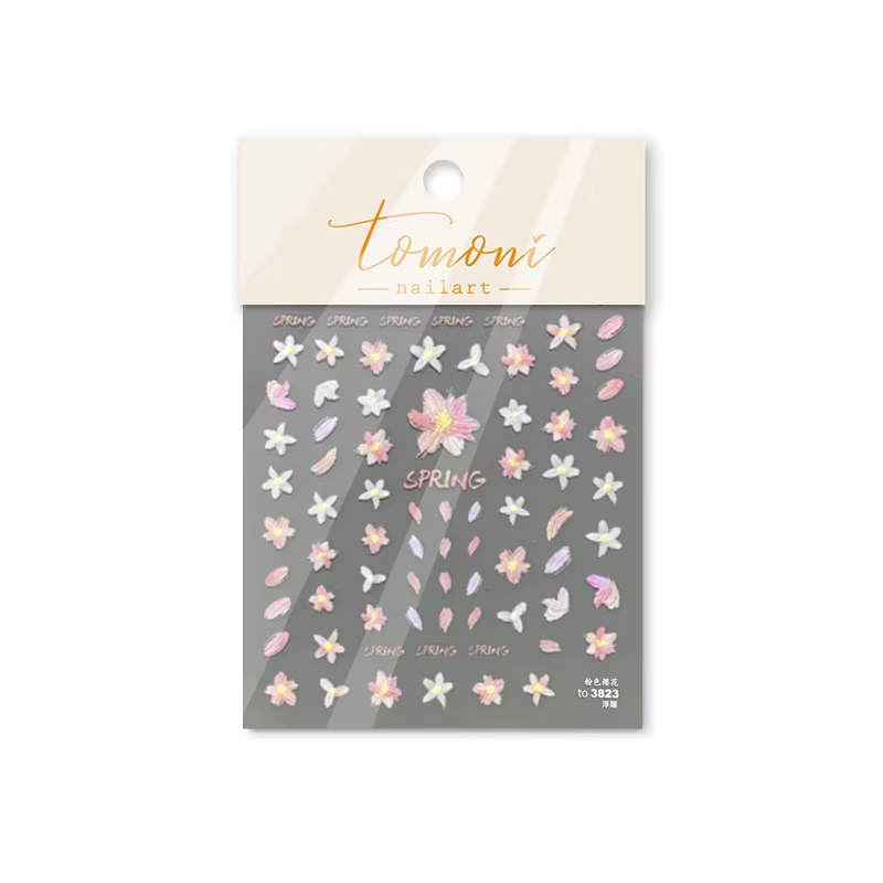 Kawaii rose Sakura 5D plat haute qualité auto-adhésif Nail Art décoration autocollant