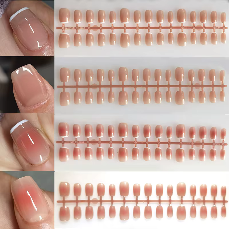 Faux Ongles Dégradés N64.French Blush Nude