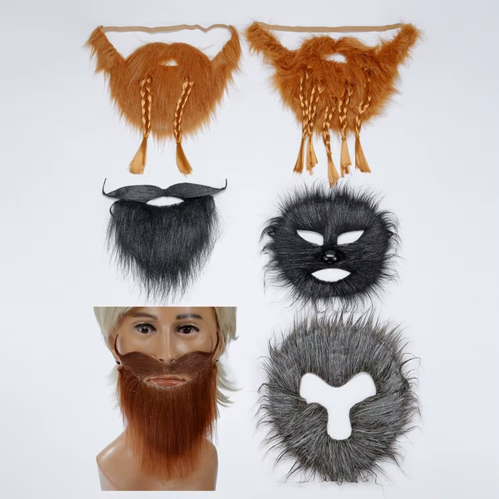 Barbe artificielle réaliste, fausse barbe amusante et vive pour Halloween, fausse moustache, barbe tressée de Viking sauvage et mignonne, accessoires de cosplay, décoration