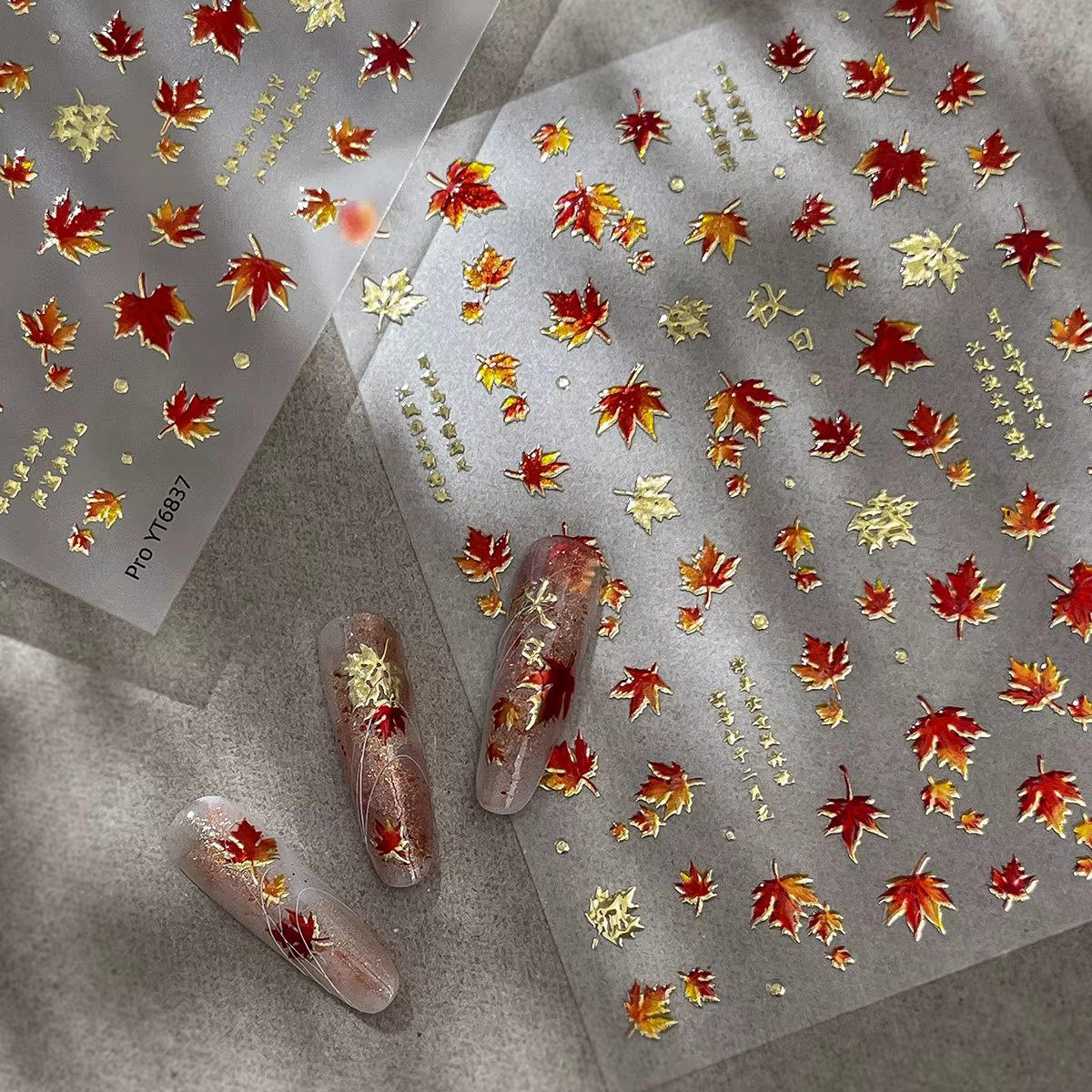 Autocollant d'automne feuille d'érable pour Nail Art
