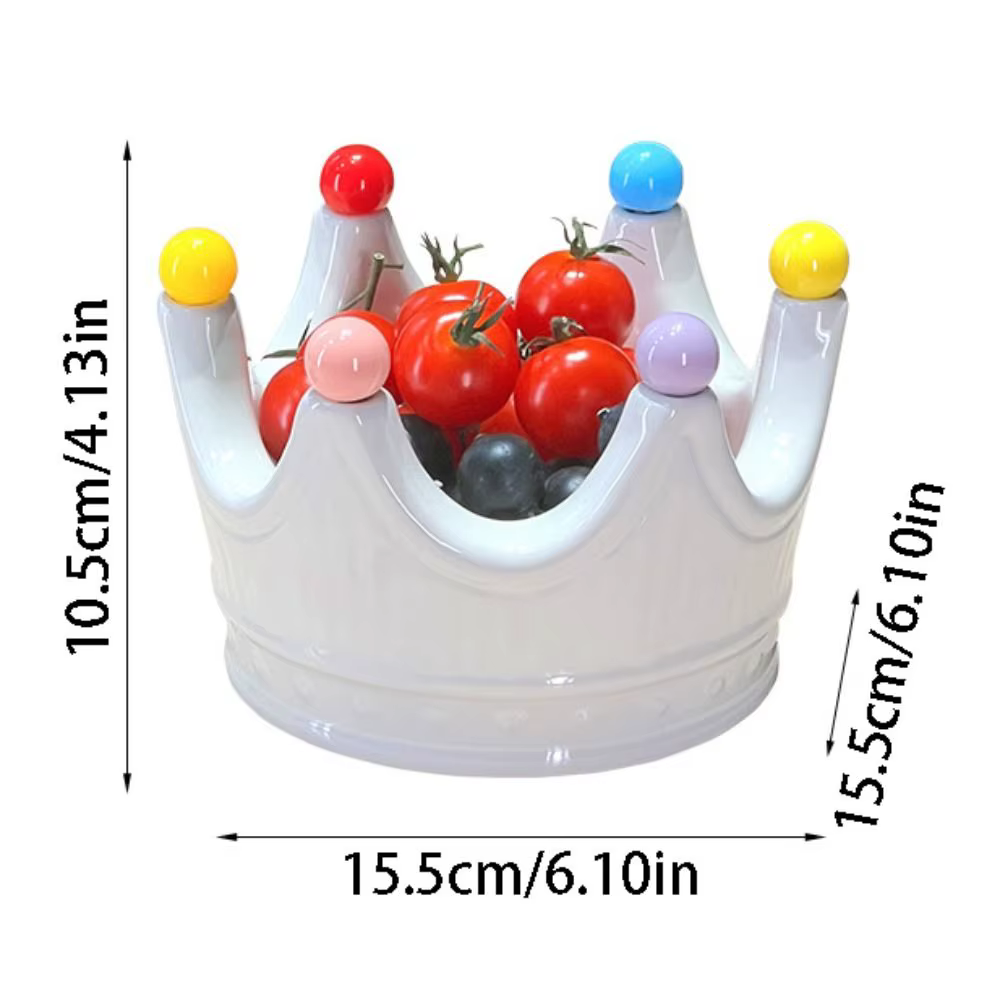 Ensemble de fourchettes à fruits en céramique en forme de couronne, antirouille, créatives, pour desserts et salades, décoratives, réutilisables, avec plateau à fruits en forme de couronne et fourchet