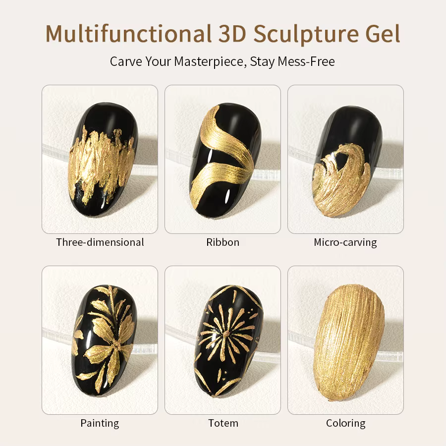RSNAIL Gel 3D Métallique Gaufré Sans Résidu