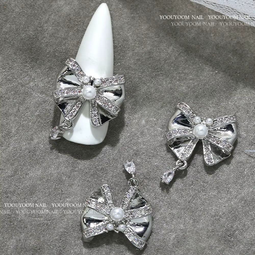 Breloques 3D en argent pour manucure