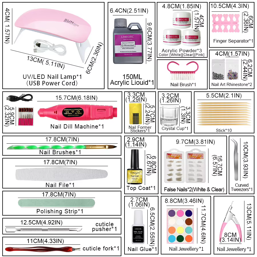 Kit de poudre acrylique pour ongles