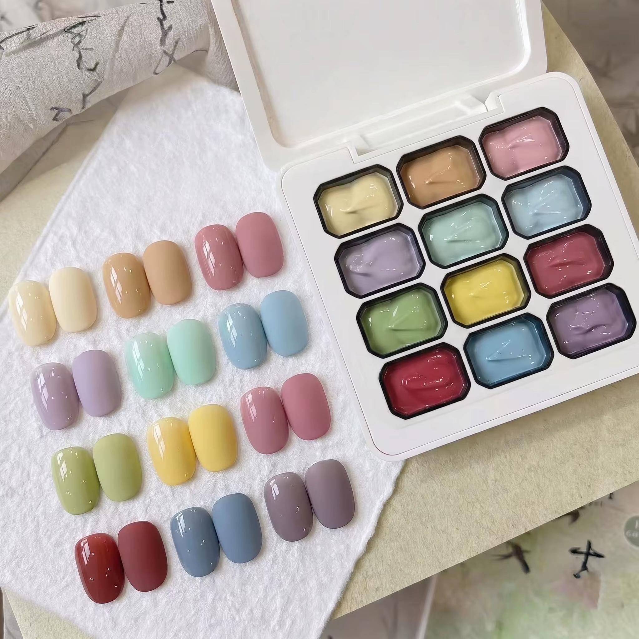 Vernis à ongles en gel solide Macaron 12 couleurs