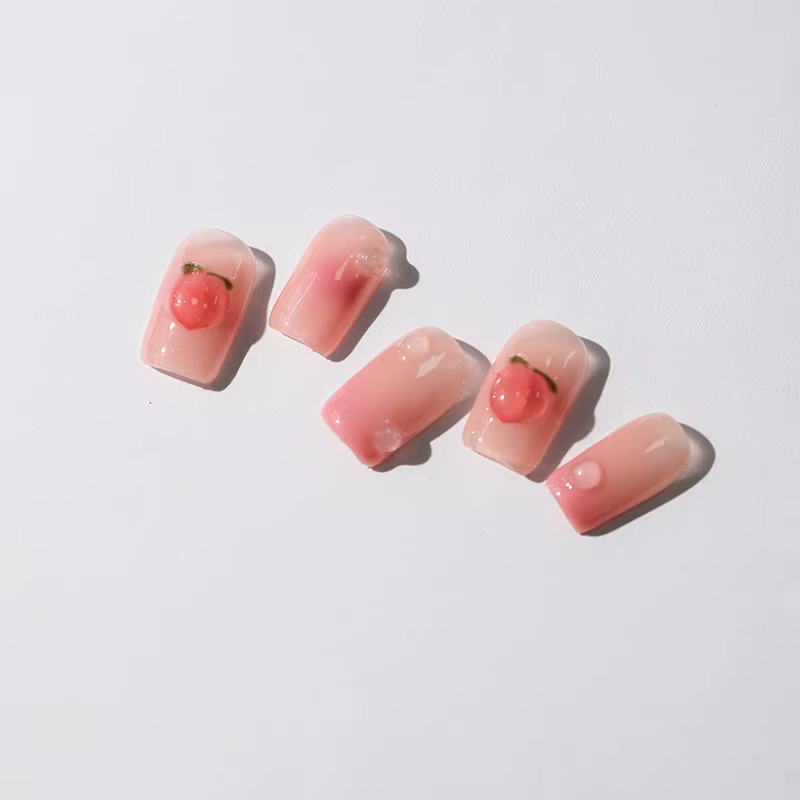 Autocollant de manucure 3D translucide rose