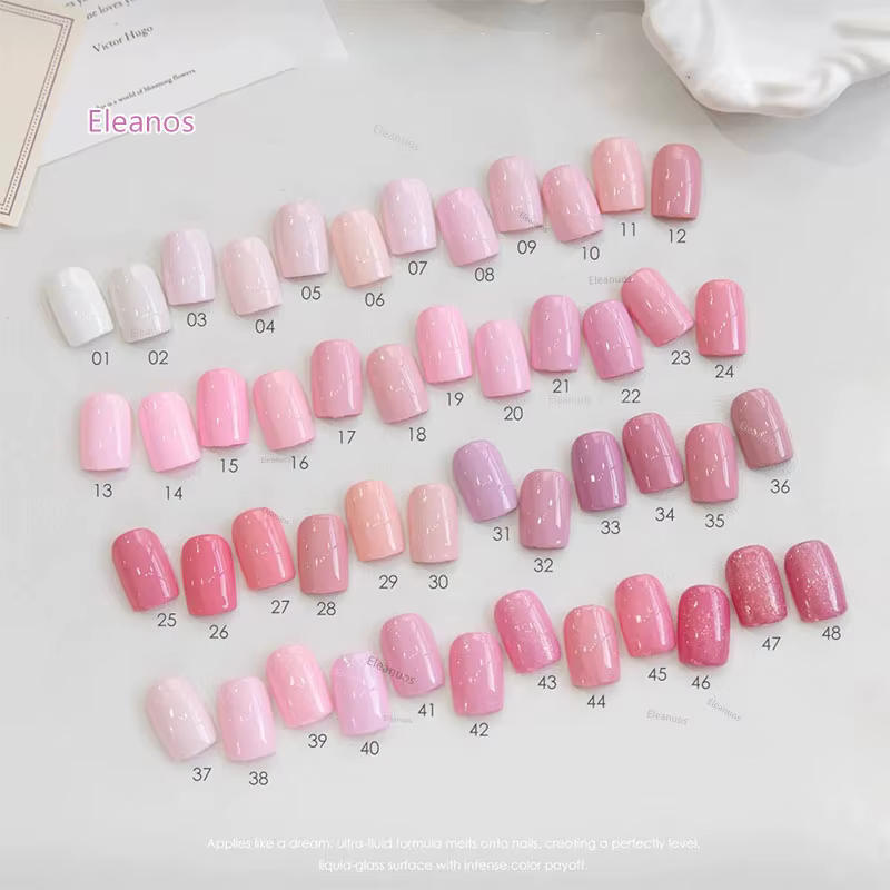 Kit de 48 vernis gel rose nude haute saturation pastel avec nuancier
