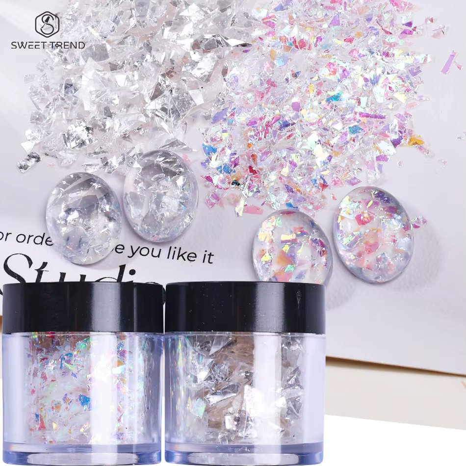 2 bouteilles de paillettes irisées pour ongles