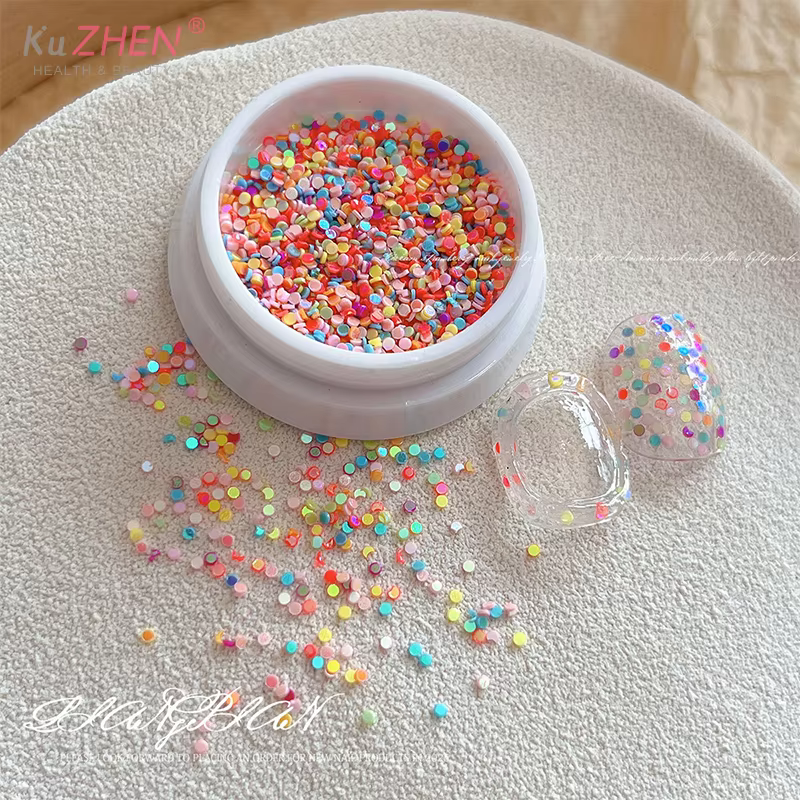 1 boîte de paillettes colorées à pois pour Nail Art