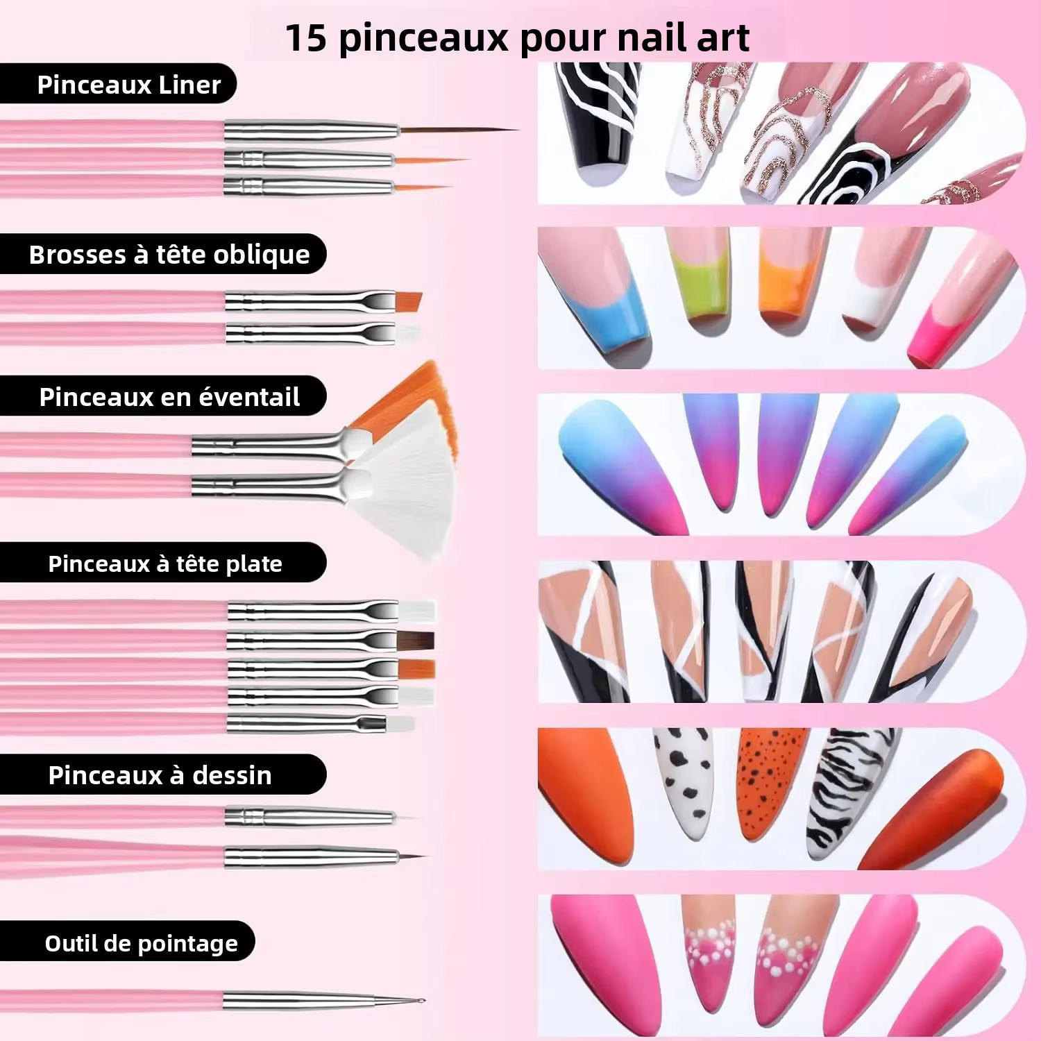 Kit professionnel de nail art : complet avec pinceaux