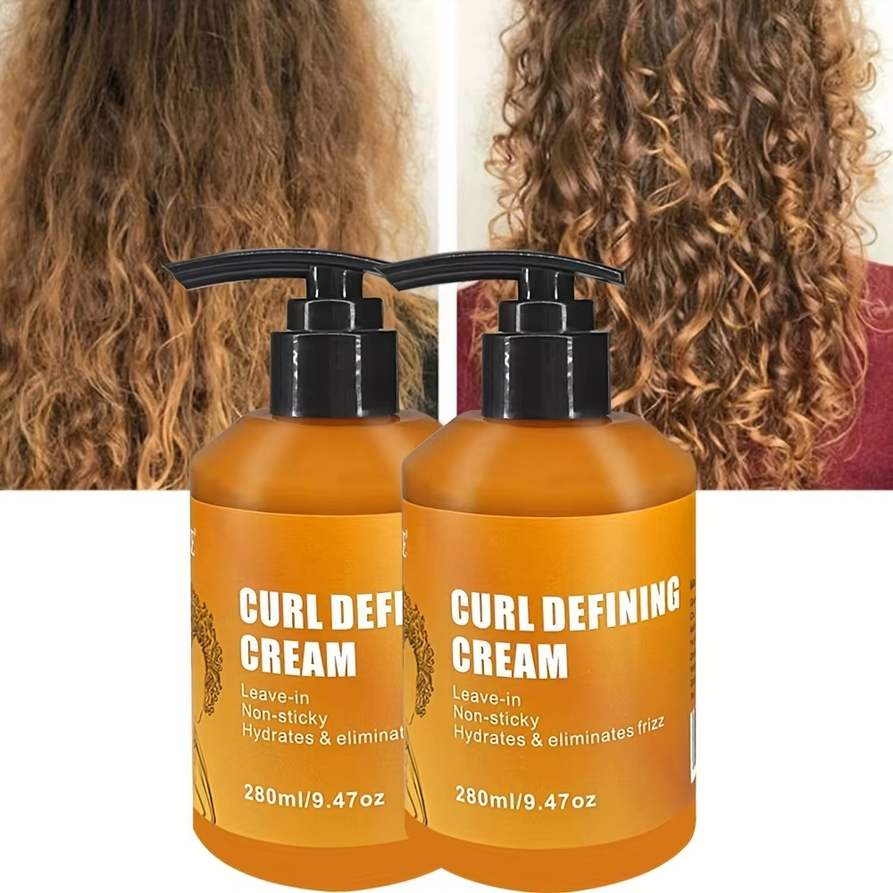 Paquet de 2 crèmes définies GZE CURL pour boucles longue durée sans frisottis – crème bouclée au noix de coco sans sulfate et paraben