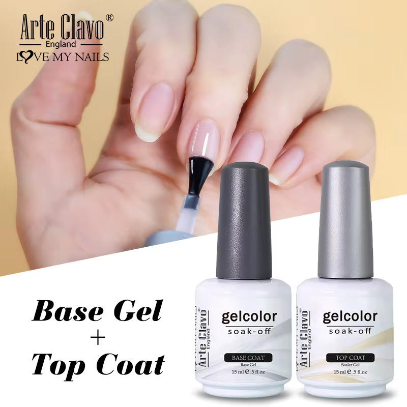 Arte Clavo Top Gel Polish 15ml Vernis Semi Permanent Fonction Gel Base Super Top Coat Transparent Gel Ongles Soak Off Gel