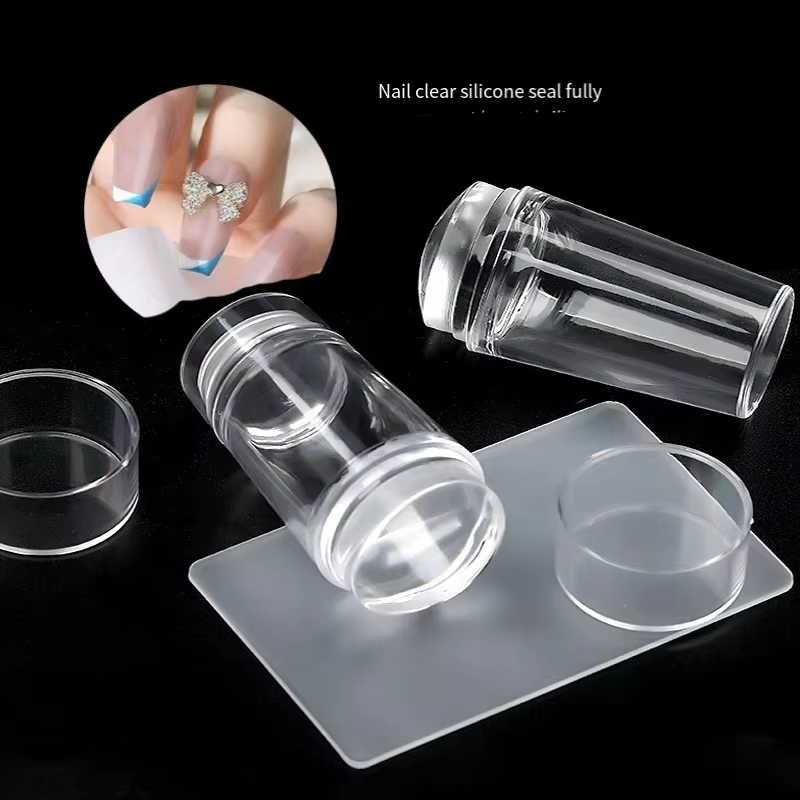 Kit de tamponnage transparent pour ongles avec racloir