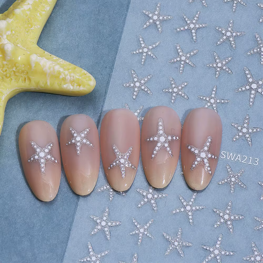 2 autocollants pour ongles en forme d'étoile de mer