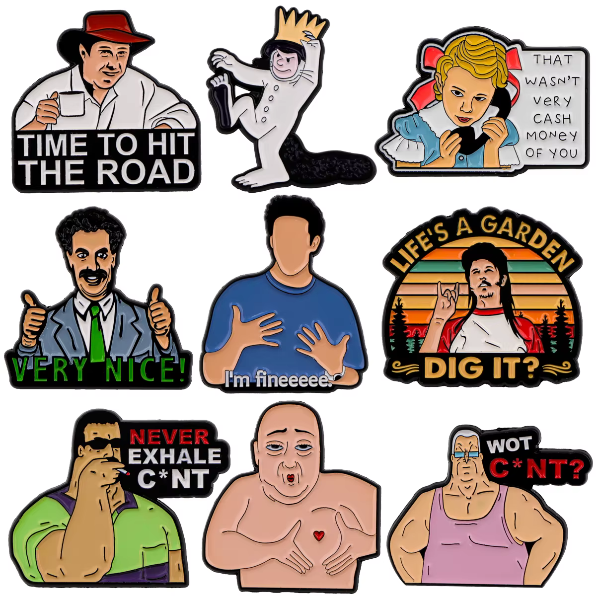 Broche en émail pour amis, Badges de citations amusantes sur sac à dos, broches pour femmes et hommes, épingles à revers, bijoux de dessin animé, accessoires de Cosplay, jouets cadeau