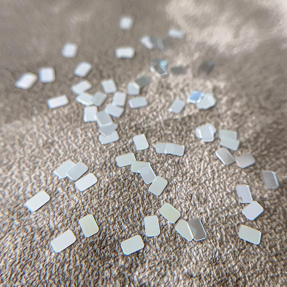Accessoires pour Ongles à Paillettes Argentées Carrées en Boîte