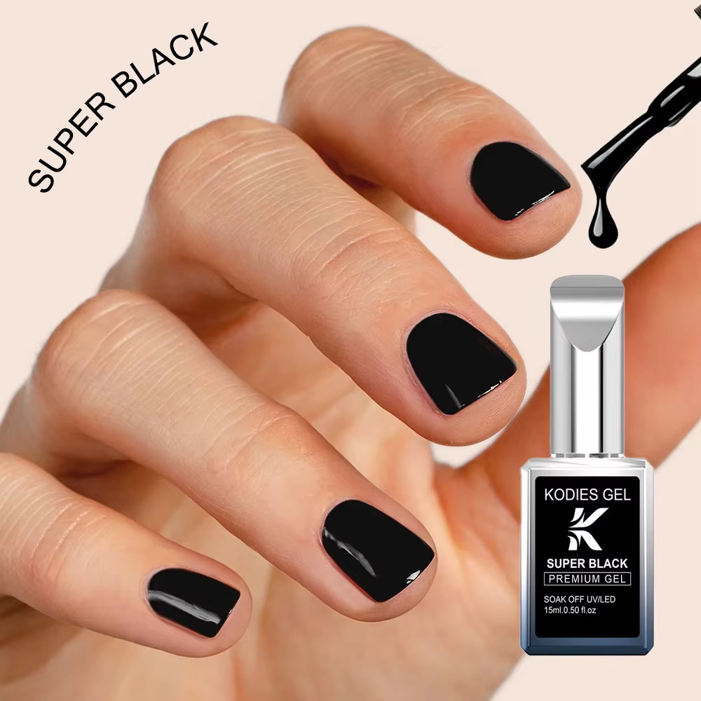 KODIES GEL Super noir Gel Vernis à ongles haute Pigment couleur riche