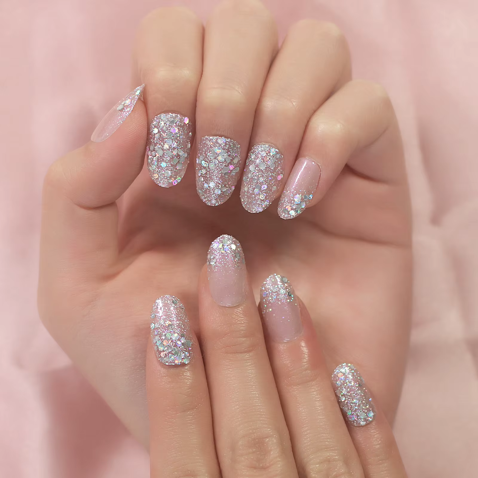 Faux ongles holographiques de forme narpour femme