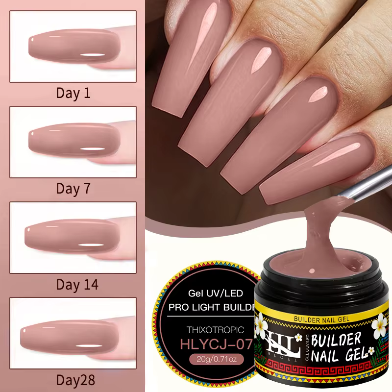 Gel de construction transparent en fibre de verre HL 20g pour renforcer les ongles cassés