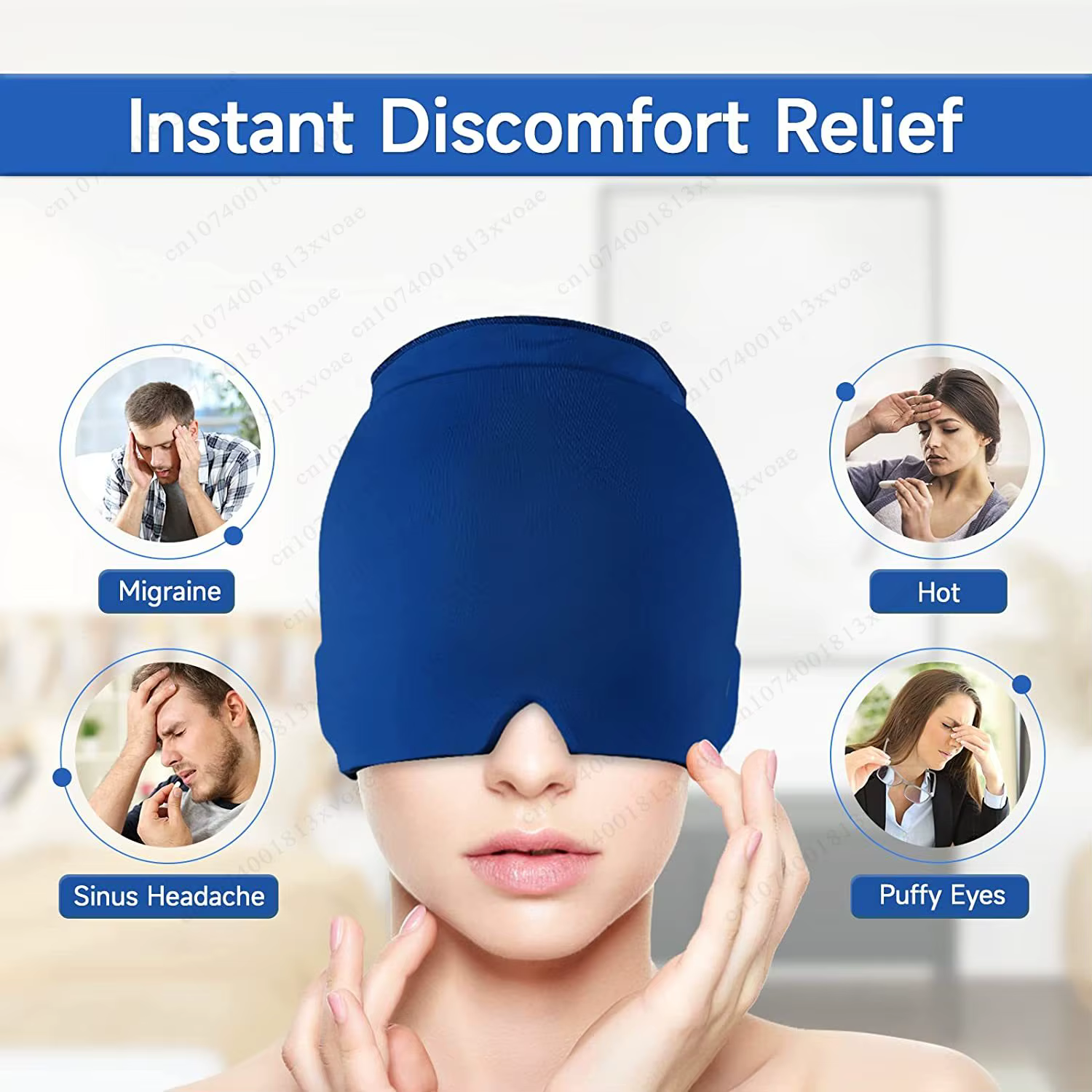 Capuchon de soulagement de la Migraine, capuchon de glace en Gel, couvre-chef monocouche, Pack de glace, soulagement de la douleur, compresse extensible, masque pour les yeux