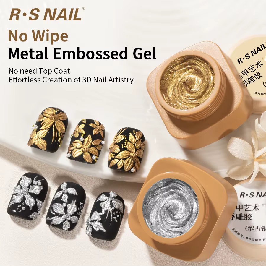 RSNAIL Gel 3D Métallique Gaufré Sans Résidu