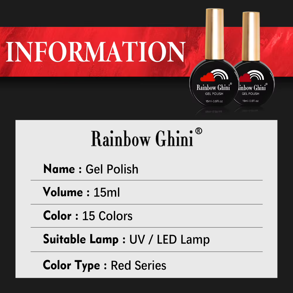 2023 Ghini – vernis à ongles en Gel rouge arc-en-ciel