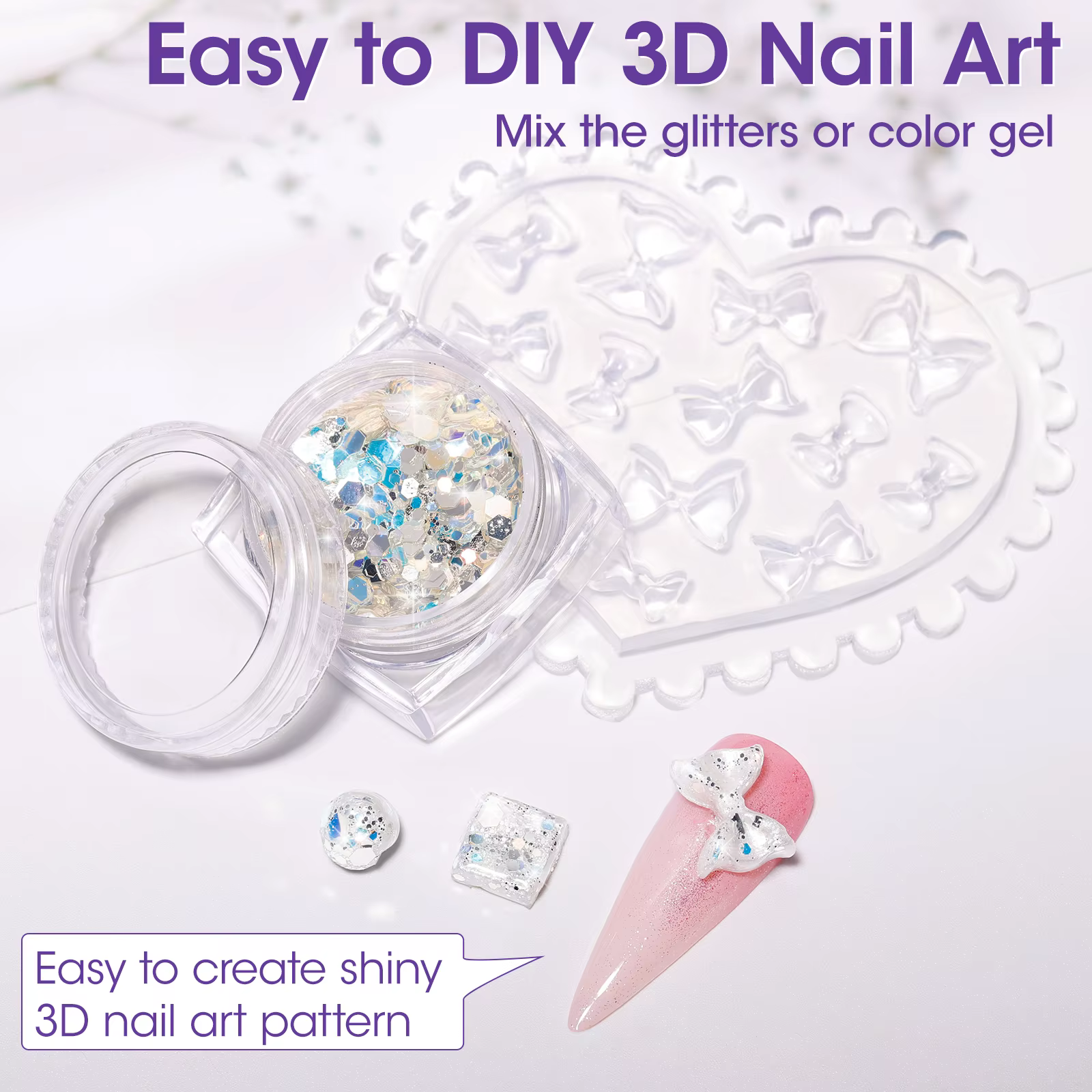Kit de Gel Sculptant 3D pour Ongles 30g Blanc Nacré