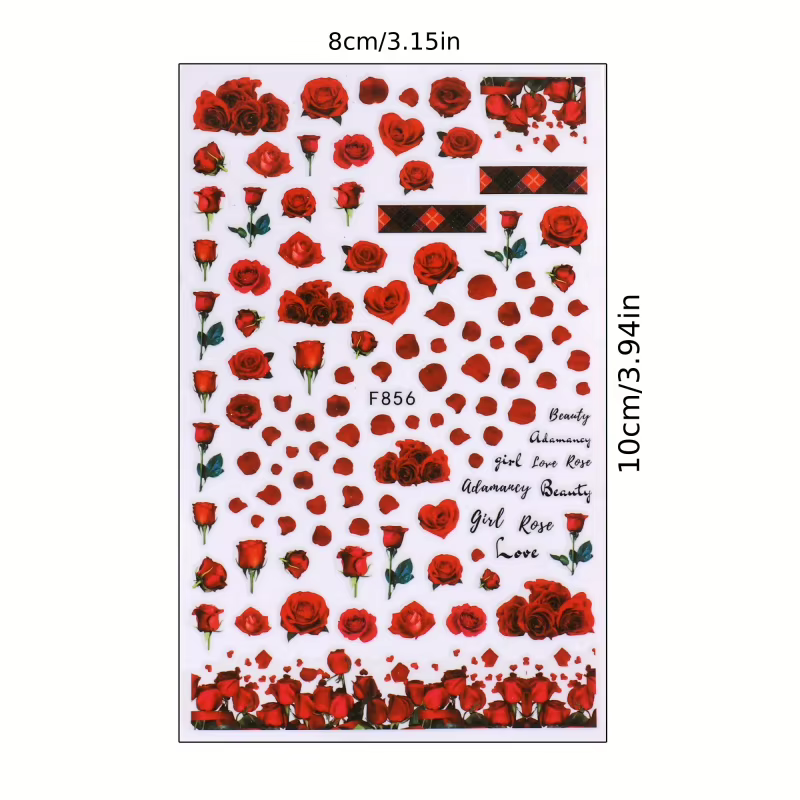 Un ensemble d'autocollants décoratifs pour ongles pour la Saint-Valentin